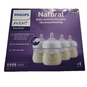 NEW Philips Avent Natural Response Baby Bottle Pack of 4 4oz/125ml Flow 2 Nipple